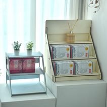 계단식 소품 진열대 조립식 우드 매대 네일 소품 굿즈X830aX, 1개, 화이트