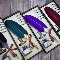 캘리그라피 만년필 깃털펜 세트 딥펜 깃펜, 기본, 12.깃털펜 네이비블루(FP3-4)