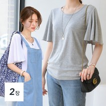 데일리앤 1+1 레이온 소매프릴 루즈핏 반팔 티셔츠 로즐리
