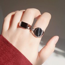 [바보사랑] 써지컬스틸 심플오닉스원석 블랙반지 2타입