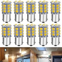 UNXMRFF 1156 LED 전구 웜 화이트 슈퍼 브라이트 RV 1141 1003 1073 7506 BA15S 5050 27SMD 교체용 12V 캠퍼 트레일러 보트 내부 (10팩, Warm White