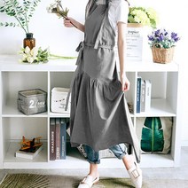 [사백몰] 에이프릴 원피스 롱 앞치마(그레이) 작업용 위생 미술 청소 주방 공방 패브릭 앞치마 유니폼
