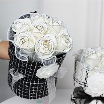 발렌타인데이 선물 여자친구 꽃선물 생일 기념일 생일선물 비누꽃다발 입학식 졸업식 초등 브라이덜샤워소품 사랑고백, 블랙15송이