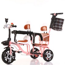 ForU 가을겨울 어린이 삼륜차 더블 유모차 쌍둥이 유모차 아기 자전거 대형 경량 1-3-7 세 빠른배송, 솔리드 타이어_옵션29