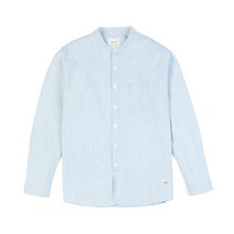 남성캐쥬얼셔츠_ SIMWOOD- 봄 여름 만다린 칼라 셔츠 남성용 100% 면 세로 핀스트라이프 텍스처 캐주얼 SK130126