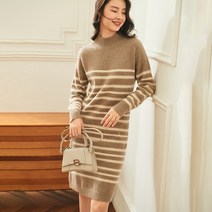 반목니트원피스 반폴라 줄무늬 두꺼운 캐시미어 롱 여성 겨울 가을 무릎넘어 이너 양털 슬림핏 3109618713