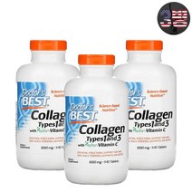 닥터스베스트 콜라겐 타입1&3형 3000mg 단백질 비타민C 대용량 540캡슐 3통, 3개