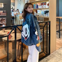 Tagi.여자 캐주얼 오버핏 청자켓 봄가을 데일리 캐릭터 데님 점퍼