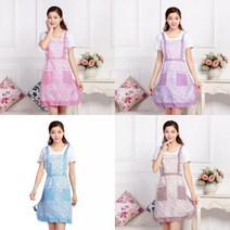 플라워 원피스 신혼앞치마 뷰티 주부 주방앞치마, 퍼플