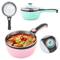 EVERTON 전기쿠커 전기냄비 600W 강화유리 온도조절 멀티쿠커18CM, EVERTON전기쿠커18CM(민트)