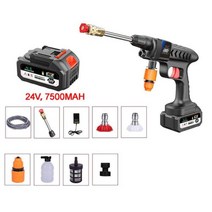 세차기 분사기 고압 세척기 건 가정용 휴대용 스프레이 자동차 워터 30 바 24V 48V 15000mah 세차 압력 기계 배터리, 옵션01 24V 7500mAh EU, 24V 7500mAh EU