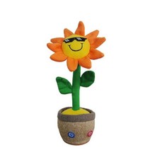 춤 말하는 선인장 장난감 반복 녹음 노래 댄스 해바라기 전자 봉제 아기 인형 아이 선물, [01] B Yellow