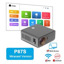 신제품 미니 빔 프로젝터 고성능 AS Salange-P87 미니 1080P 프로젝터 안드로이드 9 LED 영화 비디오 비머 지원 4K 5G WiFi 스마트 홈 시어터 에어, 01 Miracast Version_03 AU 플러그