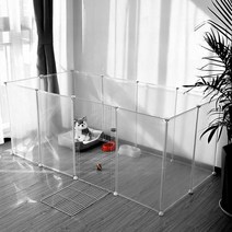 애완동물 케이지 울타리 불투명 격리, 흰색 6개 L-대형(길이75CMx폭45CM)