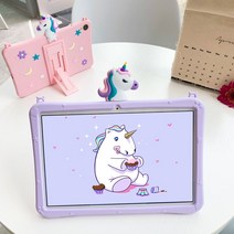 삼성 갤럭시 탭 유니콘 스타 어린이 유아 스탠드 거치대 실리콘 케이스 + 크로스끈, A 8.0 2019(P200/205), 보라