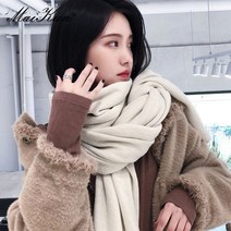 캐시미어100머플러 ikun 두꺼운 따뜻한 스카프 순수한 색상 숙녀 모 블랙 스카프 여성 겨울 ahawl