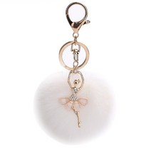 더플백 모조 모피 플러시 폼폼 볼 키 체인 다이아몬드 발레 댄서 펜던트 참, 01 A