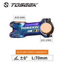 자전거 스템 Toseek wcs mtb 도로 줄기 핸들 바 31.8mm 사이클링 액세서리 알루미늄 합금 현혹 파란색에서 보라색, 6도 70mm