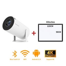 초단초점빔프로젝터 4K 미니빔 TFlag HY300 프로젝터 스마트 안드로이드 호환 11 와이파이 미니 블루투스 휴대용 200Ansi 홈시어터 삼성 애플 폰 영화 1080P, 9.Add Screen - EU 플러그