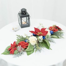 센터피스 크리스마스 플라워 갈란드 50cm 타입B 포인세티아 테이블데코 꽃장식 조화소품