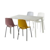 [까사미아] 포인트하우스 드롭 익스텐션테이블1400세트_에바체어4EA포함(컬러 택1), 테이블WH+체어WH-LG