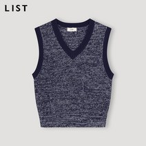 [리스트(LIST)] 배색 브이넥 크롭 베스트_TSKVTN50010_DN