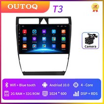 2din 안드로이드 10 카플레이 자동차 라디오 멀티미디어 플레이어 GPS 네비게이션 2din 아우디 A6 C5 19972004 S6 2 19992004 용 Dvd 없음, T3CAM