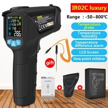 mestek 디지털 적외선 온도계 비접촉 고온계 이미저 습도계 laser termometro color lcd light alarm ir02c