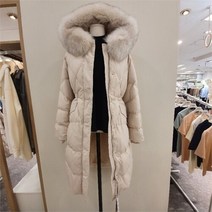 리스트 NC10 오버핏 허리 스트링 오리털패딩 폭스후드 ㆍ
