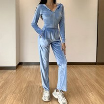 탑보그 Angel 레터링 벨벳 후드 트레이닝 세트