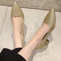 묘먀미 반짝이펄 여성 플랫 단화 3cm
