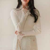 모노앳디 샐리 레이스 골지 니트탑