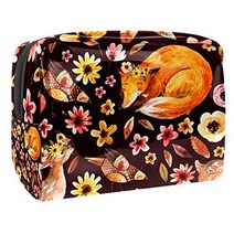 Little Fawn Sleeping Fox Birds Flowers Petals Leaves Toiletry Bag Cosmetic Travel Makeup Organizer W, 1