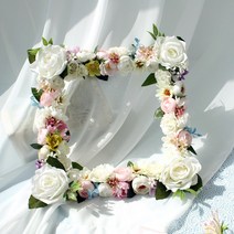 시크릿 화이트로즈 납골당꾸미기 봉안당리스 꽃장식조화 성묘 추모꽃, 개인단, 야외 사용, 28x28cm