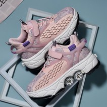 롤러슈즈 바퀴달린신발 힐리스 바퀴운동화 롤러스케이트, 34, 9908A 핑크 큰 네 바퀴 [브레이크 버전]