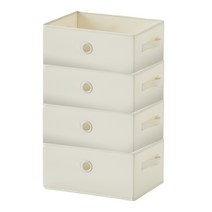 한샘 샘폴리 수납바스켓 중 대 와이드 뚜껑 - 리빙박스 다용도정리함 바구니 인형보관함 공간상자 아기장난감 옷장 의류 접이식 드레스룸, 샘 폴리 수납바스켓 중 4개/ 크림