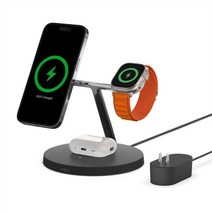 Belkin 맥세이프 3인1 아이폰용 무선 충전기 블랙, Charger, 3 in 1 Stand (New)