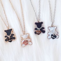 샤이니유 러브 자개 곰돌이 써지컬 목걸이 로즈골드 실버