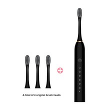 후드티 남자 남성 후드 긴팔티 무지 맨투맨 티 USB 고속 충전식 스마트 소닉 전동 칫솔 IPX7 방수 6 가지 모드 울트라 소닉 자동 칫솔 용, [01] black box 4 head