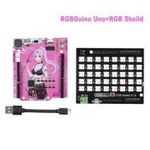 RGBDuino UNO V1.2 제니 개발 보드 ATmega328P 칩 CH340C VS Arduino R3 업그레이드 라즈베리 파이 4 3B, 2PC_V1.2 with Sheild