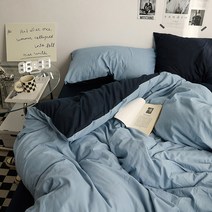 Minimal Home&Lifestyle 100% 면 이불 커버 세트 이불커버 1p + 침대시트 1p + 베개커버 2p