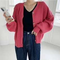 퍼니걸스 5454 데일리 브이넥 박시핏 니트 가디건 여성의류