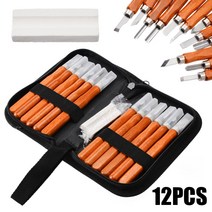 수공구 12pcs DIY Woodcut 칼 조각 나무 조각 도구 목공 취미 예술 공예 커터 그레이 버 조각 도자기 세라믹 클레이, 2. Leather packaging