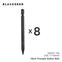BLACKDEER 8pcs 야외 캠핑 네일 페그 텐트 알루미늄 합금 하이킹 후크 네일 텐트 스테이크 가이 라인 윈드 로프 버클 액세서리, 블랙 V자형8개