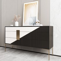 와이드서랍장 수납장 모던 엔틱 가구 현관 심플 인테리어 거실 럭셔리, 기본, 구조, 1.블랙화이트 100X40X90cm