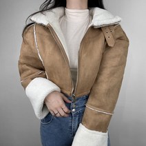 양털 무스탕 전체안감 버클 스웨이드 뽀글이 자켓 크롭무스탕