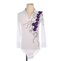 성인 취미 남자 피겨 스케이팅 성능 의류 공모전 아이스 스케이트 레오타드 patinaje gymnastics flower, [10] customized size, white