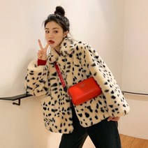 인조 페이크퍼 여성 코트 플러시 재킷 겨울 짧은 2021 한국어