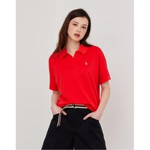 헤지스레이디스 [21SS 헤지스 여성]레드 퍼피자수 면혼방 반팔카라티셔츠_HSTS1B305R2