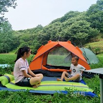 원터치 텐트 야외 캠핑 텐트 2-3-4 완전 자동 텐트 퀵 오프닝 선 스크린 캠핑 텐트, 창문이없는 오렌지 두 문, 3-4